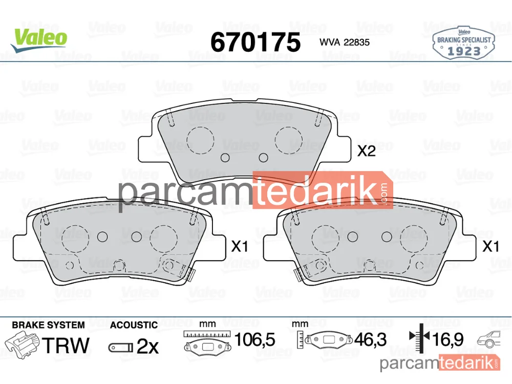 670175 | Fren Balatası (Arka) — Opel Insignia B Grand Sport, Opel Insignia B